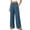 Blue, variant on Women Solid Loose Casual Long Pants, Decorative Tie and Button Design Trousers with Side Pockets Blue XL(XL)