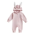thumbnail image 1 of Gupgi Infant Easter Jumpsuits Cute Bunny Ear Romper Spring Long Sleeve Zip Up Hooded Bodysuits, 1 of 9