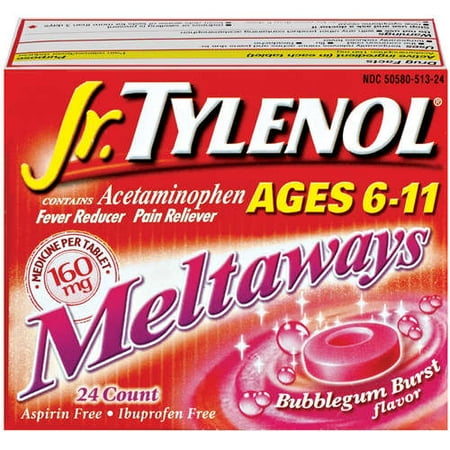 Children's Tylenol Jr. Strength 160mg Bubblegum Meltaways, 24 ct