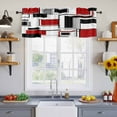 thumbnail image 2 of 2 Pack Abstract Space Design Sense Valance for Window Red Black Stitching Suqare Kitchen Valance Rod Pocket Short Curtain Topper Decorative Window Treatment for Living Room Bedroom 42"x12", 2 of 8