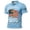 Light Blue, variant on Men's US 250th Anniversary Polo Shirt with One Nation Under God and Cross Flag Print Featuring Classic Collar and Short Sleeves  Army Green L