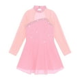 thumbnail image 4 of YONGHS Kids Girls Mesh Long Sleeve Figure Skating Dress Ballet Dance Leotard 4-16, 4 of 5