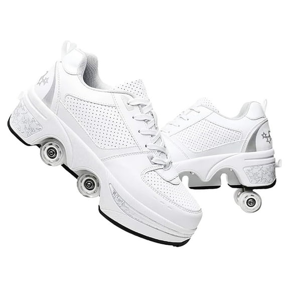 Roller Skate Shoes for Men, Double-Row Deform Wheel Automatic Walking Shoes, Retractable Roller Skate, Shoes with Wheels, Skating Shoes for Outdoor Fun & Fitness