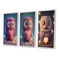 thumbnail image 3 of Designart "Adorable Knitted Pink Heart Owl III" Animals Owl Framed Wall Art Set Of 3 - Purple Owl Frame Gallery Wall Set For Home Decor, 3 of 6