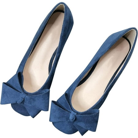 

Pfhytec LU Women s Comfort Shoes Cute Bow-Knot Ballet Flats Faux Suede Solid Loafers
