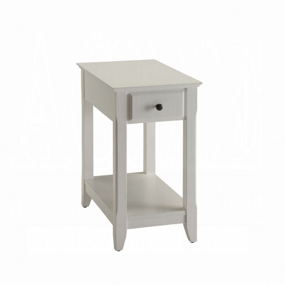 Side Table with One Drawer, White