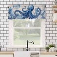 thumbnail image 4 of Marine Animal Valances for Windows Octopus Coral Shell Linen Texture Rod Pocket Curtain Valance Window Treatment Short Curtains for Kitchen Living Room, 58"x16", 4 of 5