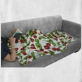 thumbnail image 6 of Fruits Soft Flannel Fleece Blanket, Summer Vibes with Strawberry Branch Garden Leaf Nature Joyful Season Print, Cozy Plush for Indoor and Outdoor Use, 50" x 70", Red Fern Green White, by Ambesonne, 6 of 6