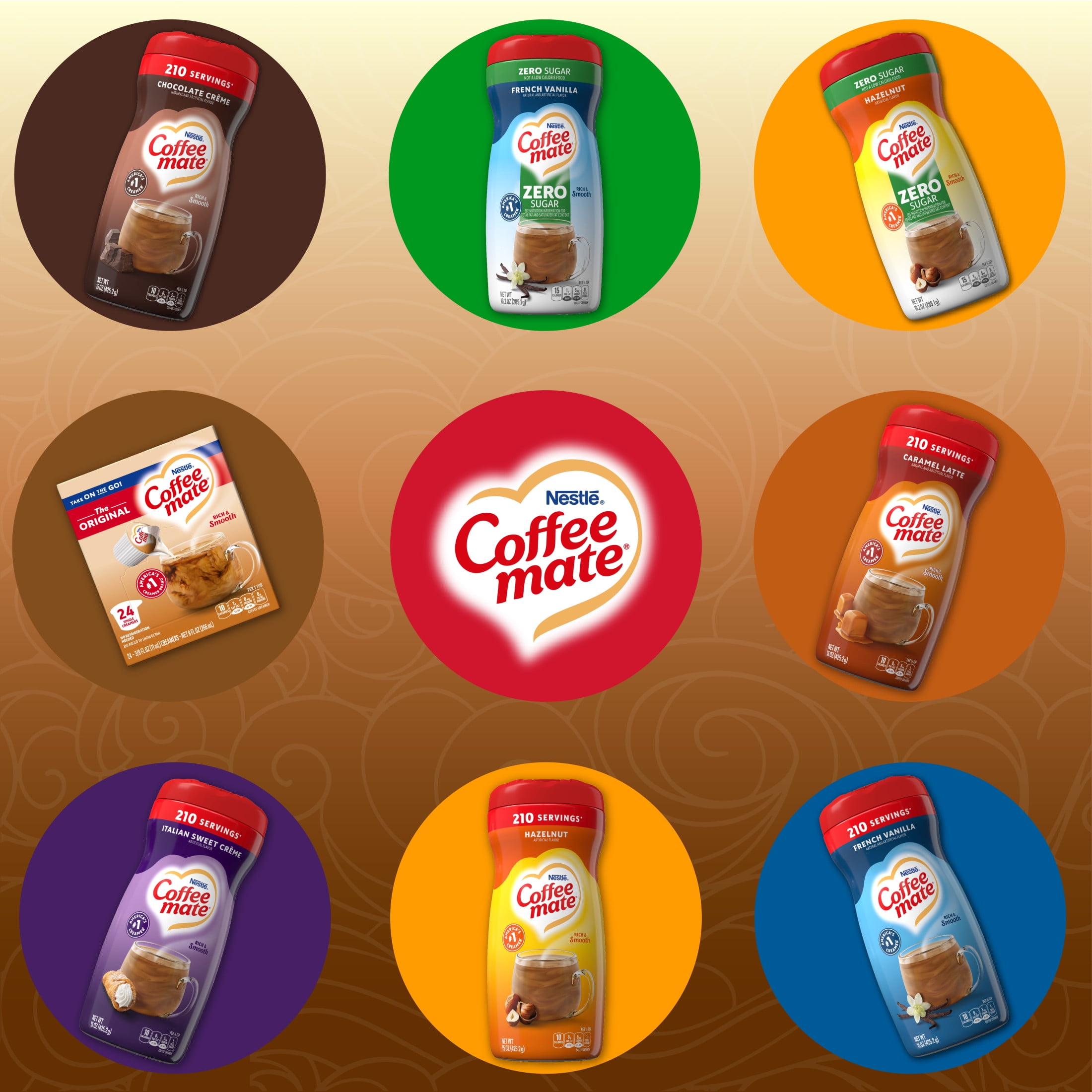 (4 pack) Nestle Coffee Mate, The Original Liquid Coffee Creamer Singles, 9 fl oz, 24 Count