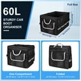 thumbnail image 6 of Car Trunk Organizer for SUV, Lychee Collapsible Multi Compartments Trunk Vehicle Organizer, Waterproof Car Storage Organizer with Foldable Lid, Aluminium Handle, Non Slip Bottom (Black), 6 of 7
