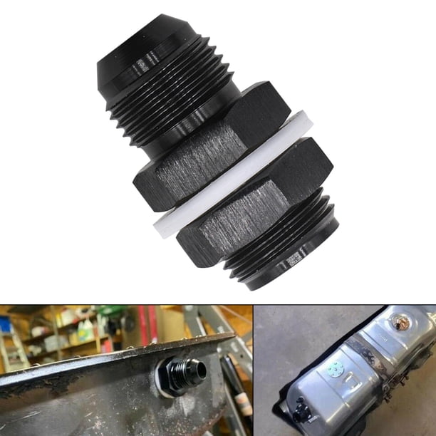 Accesorios de mamparo de de combustible recta acampanada con 2 arandelas de aluminio Universal negro con tuerca de bloqueo para piezas de AN10 Soledad Montaje de mamparo de celda de combustible
