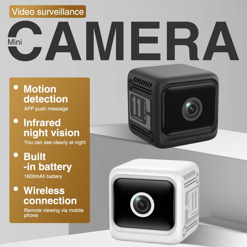 Wiher Small Security Camera Wireless, 1080P Mini Indoor/Outdoor Camera with 8Hrs Battery, Night Vision, Motion Detection Alert, Cloud & TF Storage, 4 Users View Same Time, for Home/Baby/Pet(White)