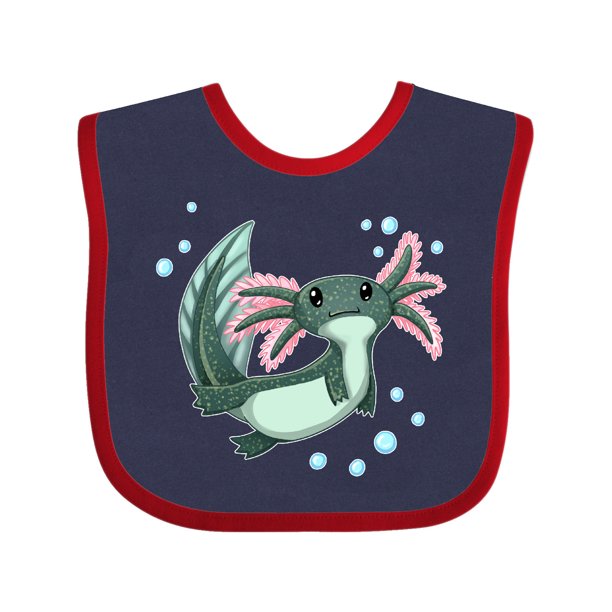 Inktastic Cute Axolotl Swimming With Bubbles Infant Bib Unisex Navy And Red Walmart Com Walmart Com