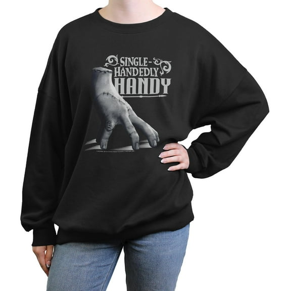 Juniors Wednesday Single-Handedly Handy Quote Sweatshirt