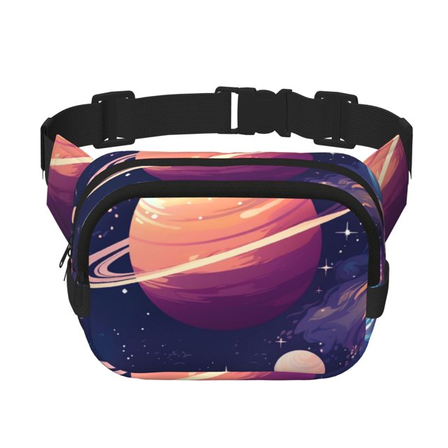 Balery Planet Pastel Galaxy Mochila Cinturón para Mujeres y Hombres, Bolsa de Cintura Impermeable de Doble Capa con Correa