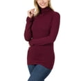thumbnail image 2 of KOGMO Womens Basic Long Sleeve Soft Stretch Rayon Turtle Mock Neck Top, 2 of 3