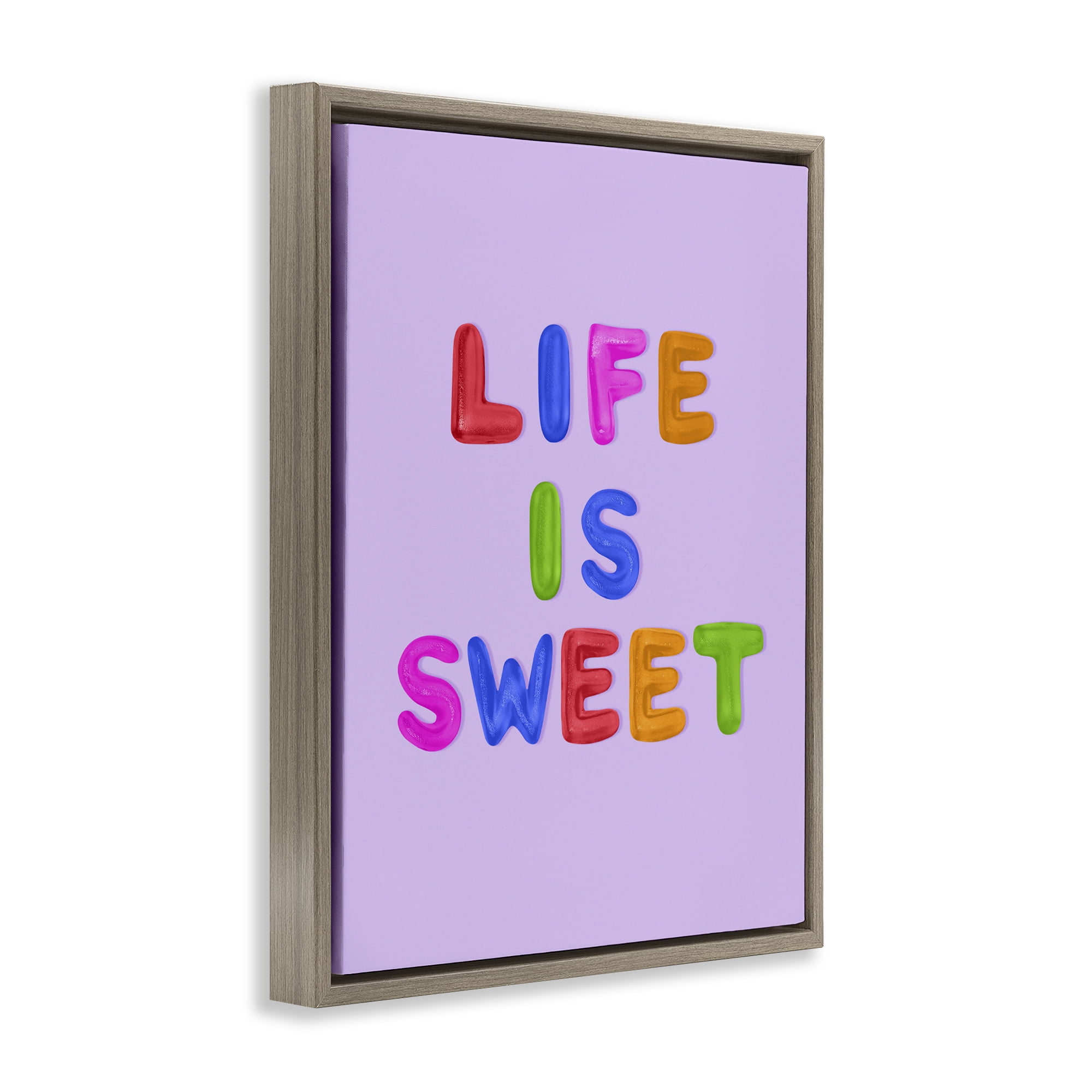 Stupell Industries Life Is Sweet Gummies Brown Framed Floater Canvas Wall Art, design by LISH Creative