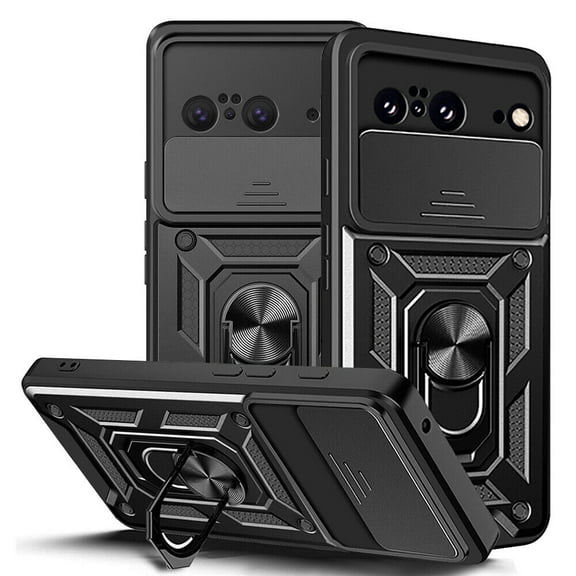 SOATUTO For Google Pixel 8 5G/Pixel 8 Pro Case Built-in Card Holder & Kickstand & Slide Camera Cover Fit Magnetic Car Mount Holder Case For Google Pixel 8/Google Pixel 8 Pro - Pixel 8,Black