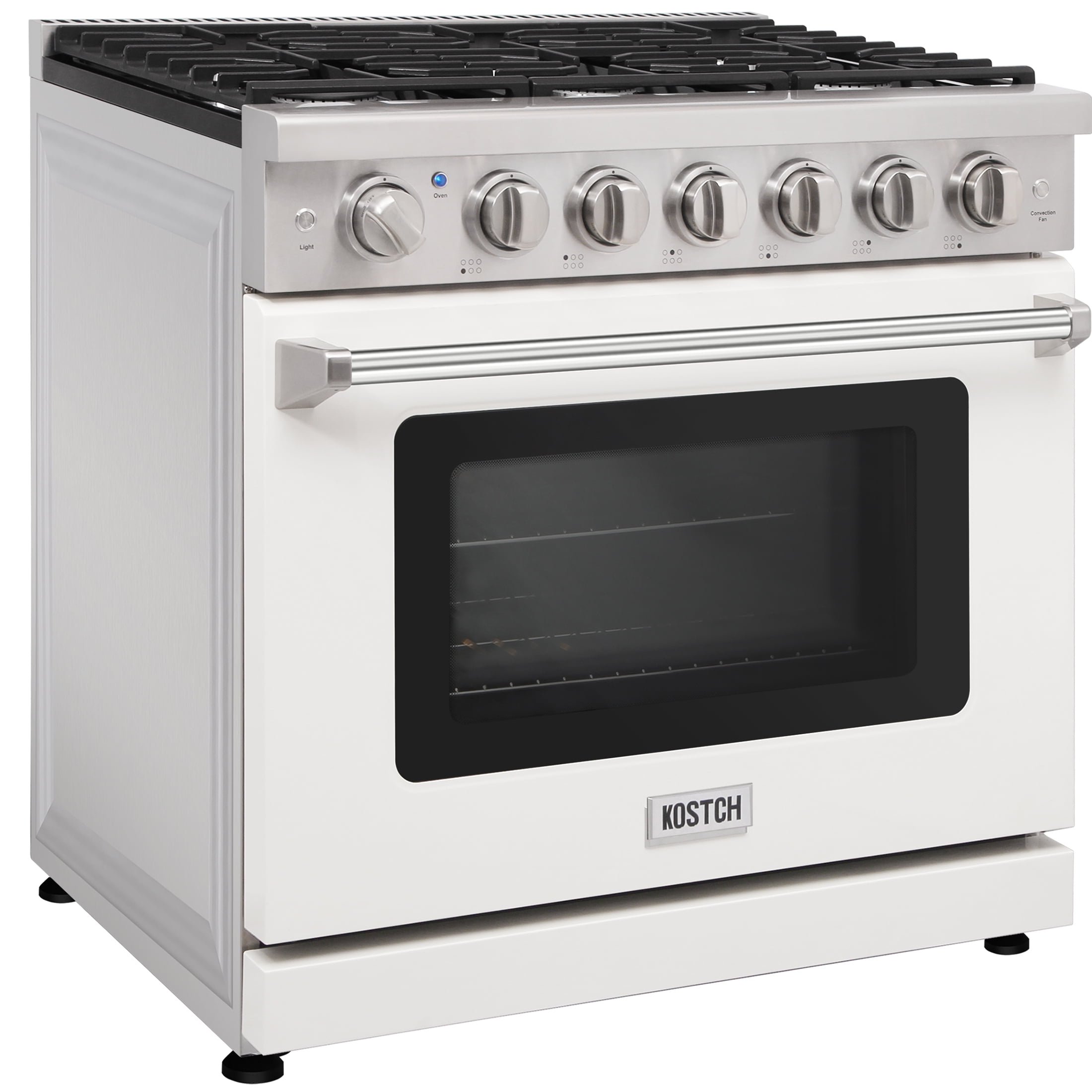 KOSTCH 36-in 6 Burners 6 Cu. Ft Convection Oven 110V Freestanding Liquid Propane Gas Range ( White )