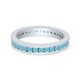 thumbnail image 3 of AFFY Round Shape Simulated Aquamarine Full Eternity Band Ring In 14K White Gold Over Sterling Silver, Ring Size-5.5, 3 of 6