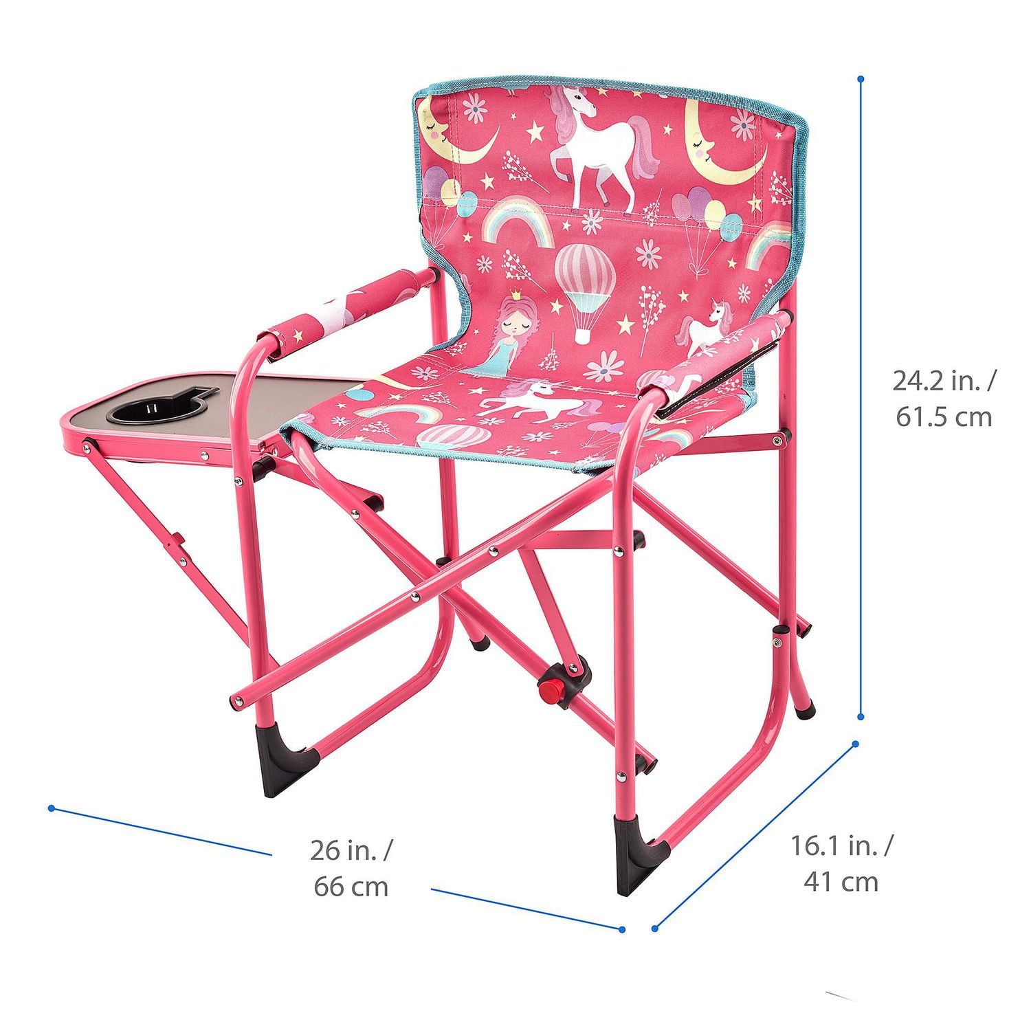 Ozark Trail Kids Director Chair with Side Table, 125lbs Weight Capacity, Blue, Table for Food or Snacks with Cup Holder