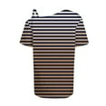 thumbnail image 5 of Scyoekwg Womens Summer Tops Slant Shoulder Camisole Tops Lightweight Loose Trendy Shirts Stripe Print Blouses (Brown,L), 5 of 5