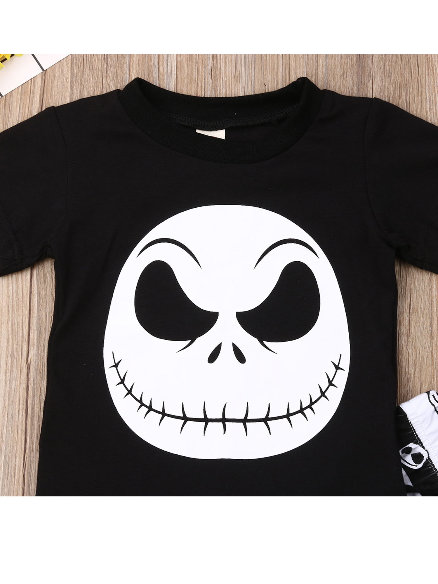 Infant Baby Boys Printed T-shirt Striped Short Handbang and Hat Skull GA 