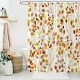 thumbnail image 3 of Fall Floral Shower Curtain for Bathroom, Colorful Leaves Fabric Shower Curtain, Abstract Watercolor Cute Botanical Decorative Shower Curtain Set with Hooks, 72x72, Brown, 3 of 6