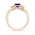 thumbnail image 2 of ANGARA Natural Oval 1.25 ct Tanzanite Split Shank Ring with Trio Diamonds in 14K Rose Gold for Women (Size-8x6mm) | December Birthstone, Anniversary, Jewelry Gift for Women | Natural Tanzanite Ring, 2 of 8