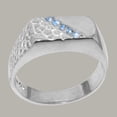 thumbnail image 2 of LBG British Made 14k White Gold Natural Blue Topaz Mens Promise Ring - 33 size options - Size 6.5, 2 of 6