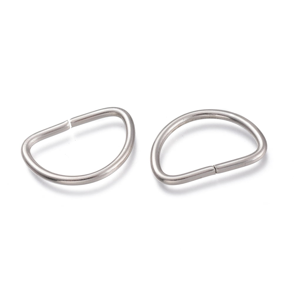 500pc Tarnish Resistant 304 Stainless Steel D Rings Buckle Clasps For Webbing Strapping Bags Garment Accessories Stainless Steel Color 24x16.5x2mm Inner Diameter: 13x20mm