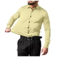 thumbnail image 2 of XDZJLR Mens Shirts Dress Solid Long Sleeve Stretch formal Business Button Down Tops, 2 of 4