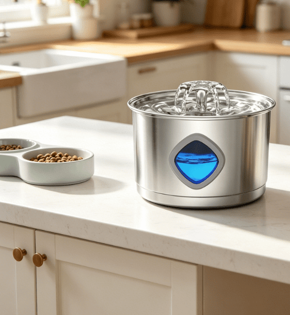 US Standard Adapter Stainless Steel Pet Water Dispenser 2.8L