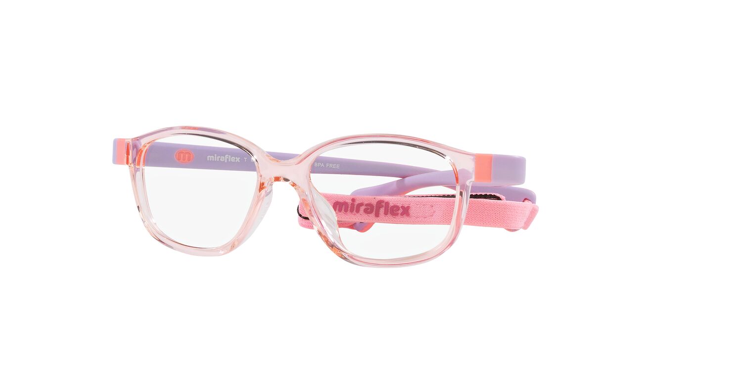 Miraflex Youth 0MF4007 Flexible & Safe Eyeglasses with Case & Headband, 46mm, Translucent Coral