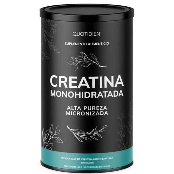 Creatina Monohidratada Micronizada en Polvo Quotidien | Alta Pureza Certificada | Con Scoop Dosificador - Creatine Monohydrate Pre Entreno - Platinum - Creatina Mujer / Hombre - Gym - 450g