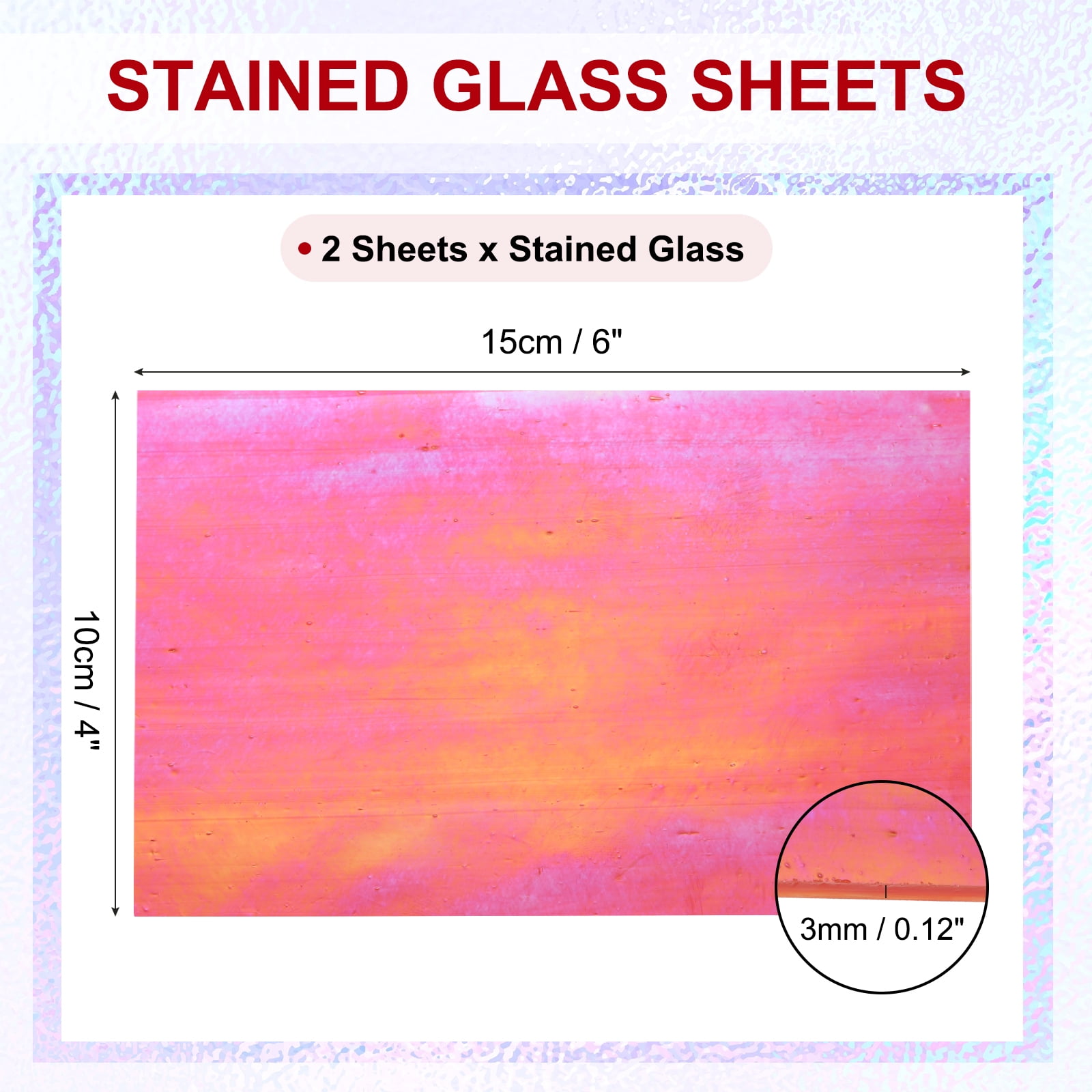 Uxcell 4 x 6" Stained Glass Sheets 2 Sheets Transparent Art Glass Red Fantasy