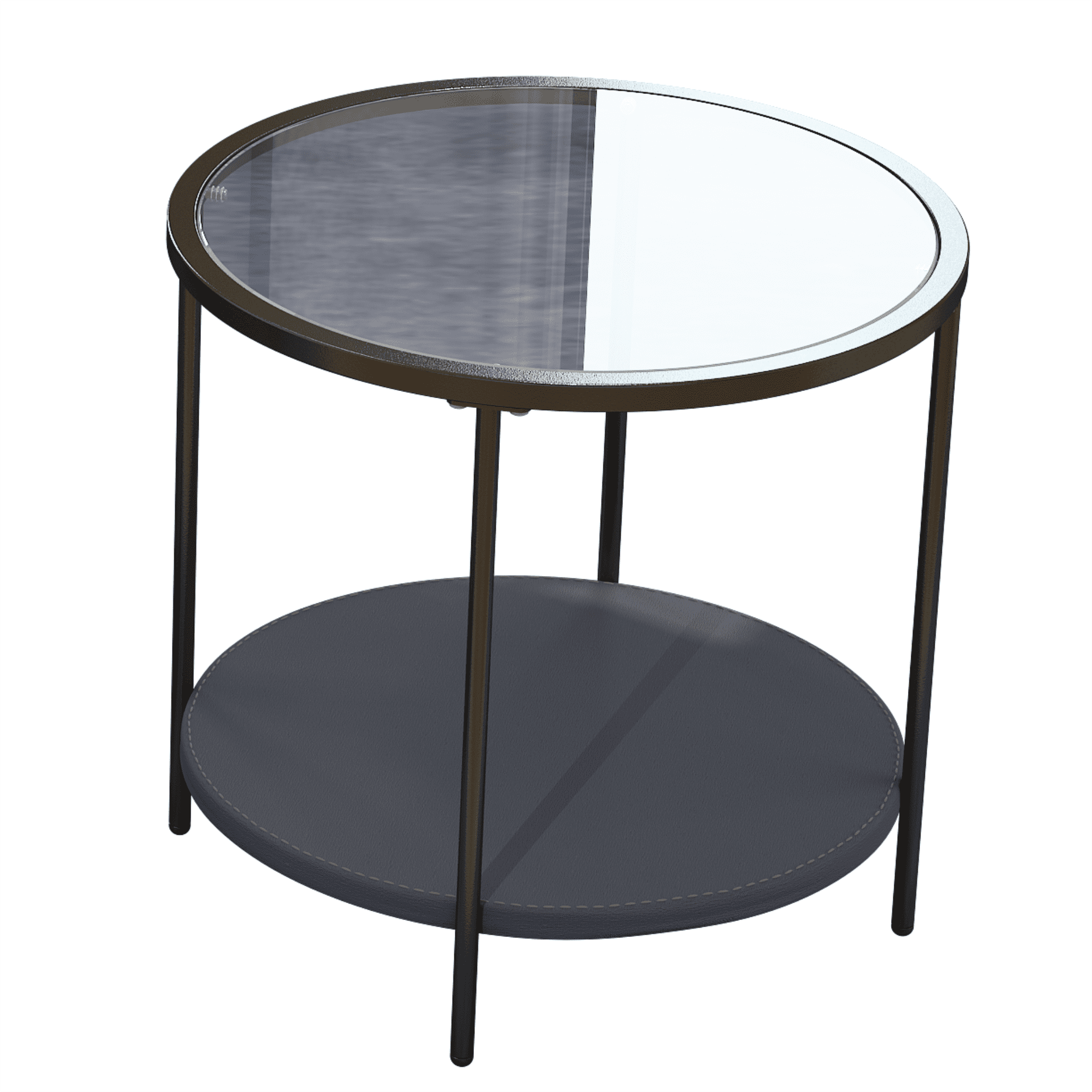 Yardi Yard Modern Clear Glass Top End Table with Black Metal Frame, Living Room Round Side Table Yardi Yard Modern Clear Glass Top End Table with Black Metal Frame, Living Room Round Side Table
