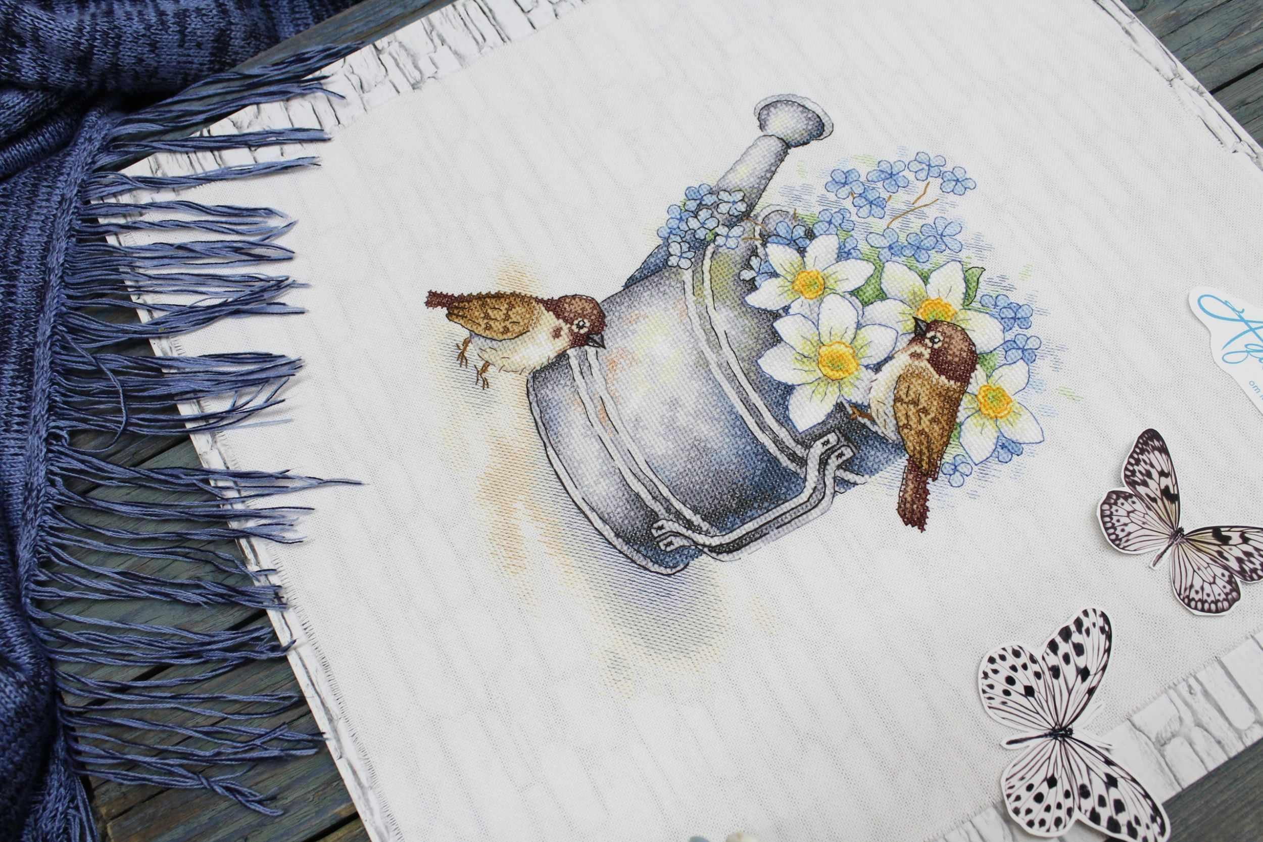 Cross-Stitch Kit Daffodil Lovers SA-026 Needlework MP Studia White Butterfly