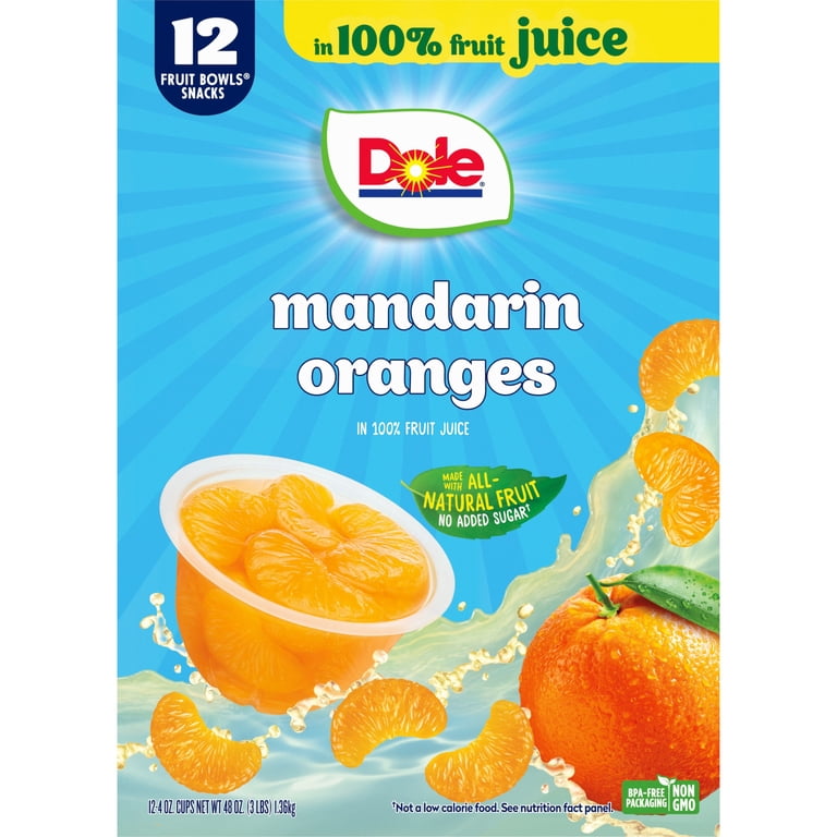 Dole Fruit Bowls Mandarin Oranges in 100% Juice, 4 oz Cups, 12 Ct