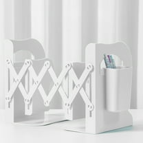 FastXmas Adjustable ends Desktop helf with Pen Storage Ends For Shelves 5.3 x 17.7 Inch Ends Plain Color helf Durable Students Shelf for Pencial Magazine(White)