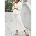 thumbnail image 3 of Women Long Sleeved 2 Piece Outfits Sweatsuit V-neck Casual Knit Tops & Pants, 3 of 6