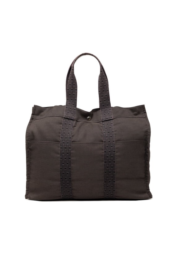 Pre-Owned Hermes Herline Tote GM Handbag Bag Black Gray Canvas Women's HERMES