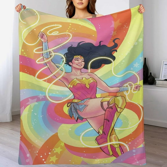 Wonder Woman Throw Blanket Cozy Warm Flannel Blanket for Living Room Bedroom Bed Sofa Camping Travel, All Seasons Fleece Blankets Gifts for Kids Girls Boys Adults 40"x30"