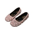 thumbnail image 2 of Piuwrlz Kids Glitter Crystal Shoes Girls Closed Toe Shoe Flat Heel Elasticity Dress Ballet Flats Pink Size 7 Years, 2 of 9