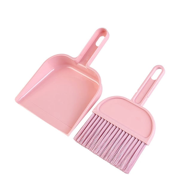 Juego de escoba recogedor Bewildely Mini cepillo de cerdas suaves Rosa
