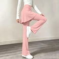 thumbnail image 6 of hotojiny Girl Flare Legging with Skirt Kids Cute Workout Yoga Pants Side Drawstring Bell Bottoms High Waisted Skirted Pant(Pink,9-10 Years), 6 of 9