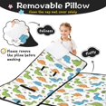 thumbnail image 3 of White Cartoon Dinosaurs Mushrooms Pattern Teens Toddler Nap Mat with Pillow, Sleeping Mat Bag for Preschool Daycare 59"x22", 3 of 6