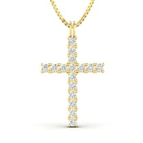 1/4 Carat TW Natural Diamond Cross Pendant Necklace in 10k Yellow Gold (G-H Color, I1 Clarity)