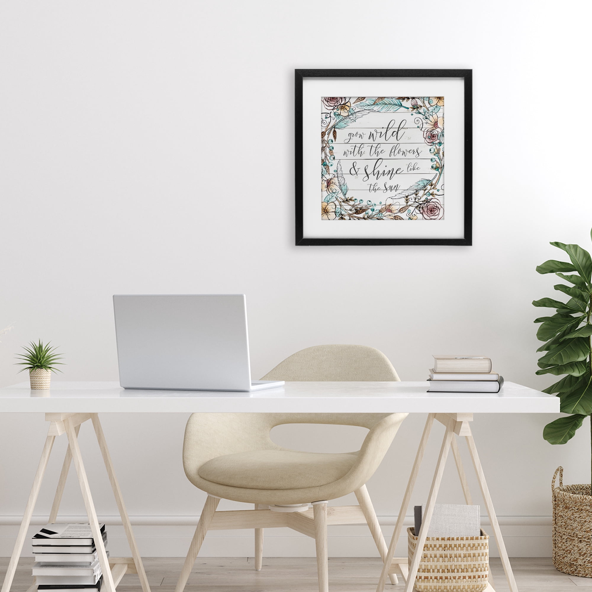 Stupell Industries Grow Wild With Flowers Black Framed Print Under Glass, design by SD Graphics Studio