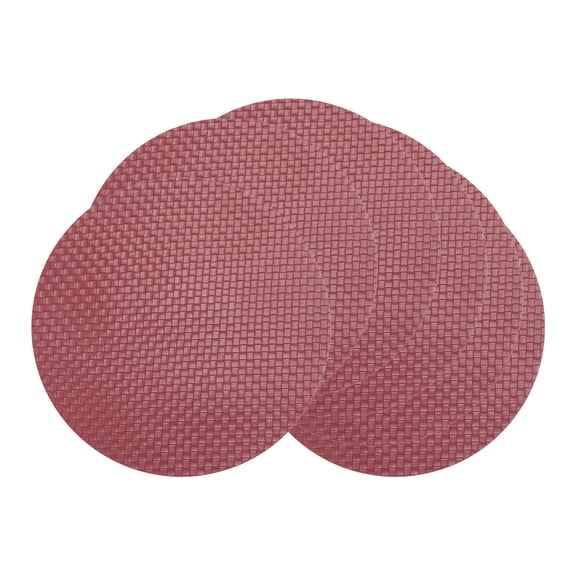 Unique Bargains Round Placemats 6pcs Faux Leather Placemats Red 15"x15"